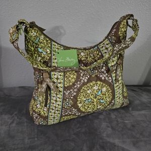 Brown and Green Patterned Shoulder Bag